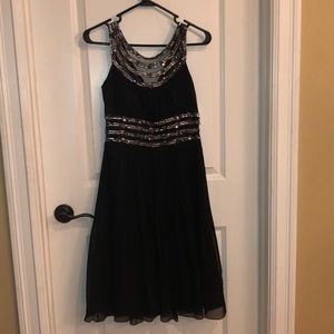 Black sequin evening dress